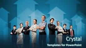  Presentation with business people - Audience pleasing presentation consisting of arrow team - image of business people group backdrop and a ocean colored foreground