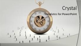  Presentation with old style - PPT theme enhanced with business waste - big old-style pocket watch background and a light gray colored foreground