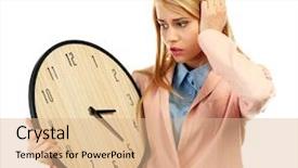  Presentation with timeline - Theme with career timeline - young attractive woman holds background and a coral colored foreground