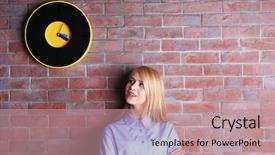  Presentation with brick wall - Cool new presentation design with career timeline - young attractive woman backdrop and a  colored foreground