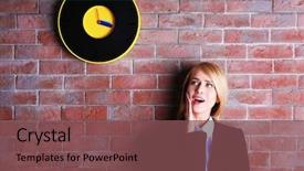  Presentation with brick wall - Amazing presentation design having career timeline - young attractive woman backdrop and a  colored foreground