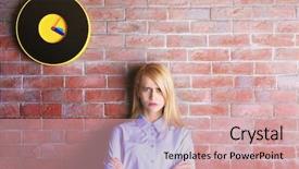  Presentation with timeline - PPT theme with career timeline - young attractive woman background and a coral colored foreground