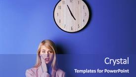  Presentation with clock - Amazing theme having career timeline - young attractive woman backdrop and a  colored foreground