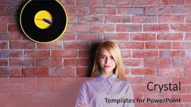  Presentation with brick wall - Slide set featuring career timeline - young attractive woman background and a coral colored foreground