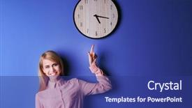  Presentation with woman in under wear - Slide set having career timeline - young attractive woman background and a ocean colored foreground