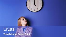  Presentation with clock - Amazing theme having career timeline - young attractive woman backdrop and a cobalt blue colored foreground