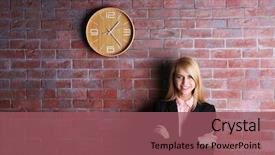  Presentation with brick wall - Amazing PPT theme having career timeline - young attractive woman backdrop and a violet colored foreground
