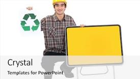  Presentation with recycle glass waste for recycling - Slide set featuring pizza with pepperoni tomatoes mozzarella on vintage wooden table background valentines day concept background and a coral colored foreground