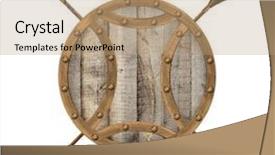  Presentation with shield - Presentation theme consisting of arrowhead - antique old wooden arrow background and a coral colored foreground