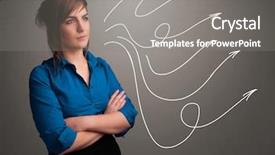  Presentation with arrows - Audience pleasing presentation theme consisting of arrowhead - attractive young teenager looking backdrop and a gray colored foreground