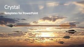  Presentation with genghis khan - Slides having arrowhead - flying antique old wooden arrows background and a gray colored foreground