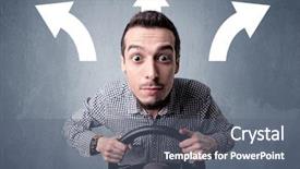  Presentation with black wedding holding hands - Audience pleasing PPT layouts consisting of arrows above his head pointing backdrop and a gray colored foreground