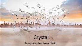  Presentation with doodle - Colorful presentation design enhanced with arrows against sandy path leading backdrop and a  colored foreground