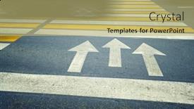  Presentation with columns ancient roman road city - PPT theme featuring arrows-and-crosswalk background and a yellow colored foreground