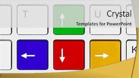  Presentation with computer keyboard and mouse - PPT theme featuring arrows buttons on computer keyboard background and a light gray colored foreground