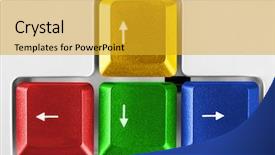  Presentation with computer keyboard and mouse - Theme with arrows buttons on computer keyboard background and a gold colored foreground