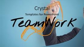  Presentation with team work - Colorful presentation design enhanced with business man shadow icon - businessman hand finishing the arrow backdrop and a light blue colored foreground