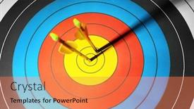 Presentation with archery - Cool new PPT theme with arrows-in-the-center backdrop and a coral colored foreground