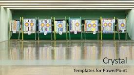  Presentation with targets - Beautiful slide set featuring arrows inside shooting range backdrop and a mint green colored foreground