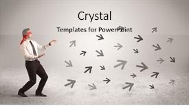  Presentation with blindfolded - Slide set with arrows pointing in different direction background and a  colored foreground