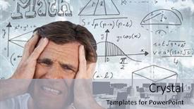 Presentation with math - Slide set consisting of arrows triangles - digital composite of frustrated man background and a light blue colored foreground