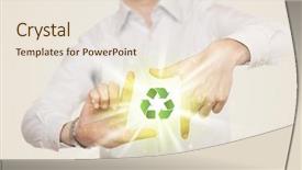  Presentation with recycling - Cool new presentation theme with arrows triangles - hands creating a form backdrop and a lemonade colored foreground