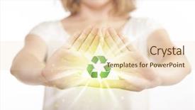  Presentation with recycling - Audience pleasing slide set consisting of arrows triangles - hands creating a form backdrop and a lemonade colored foreground