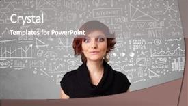  Presentation with hand drawn brush stroke design - Beautiful theme featuring arrows triangles - young pretty lady with hand backdrop and a gray colored foreground