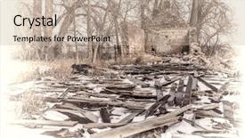  Presentation with cabin - Colorful presentation design enhanced with snow ruins - historic site of strauss cabin backdrop and a mint green colored foreground