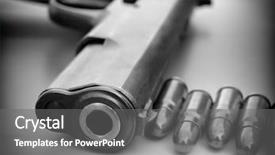  Presentation with gun - PPT theme with arsenal - bullets with the gun background and a gray colored foreground