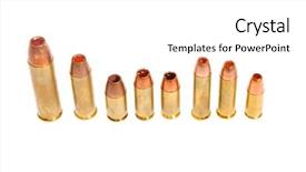  Presentation with different - Presentation theme featuring arsenal - different types of pistol cartridges background and a white colored foreground