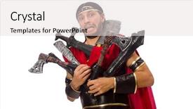  Presentation with gladiator - PPT theme featuring arsenal - gladiator with armament isolated background and a light gray colored foreground