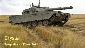  Presentation with tank - Amazing slide deck having arsenal - italian tank backdrop and a tawny brown colored foreground