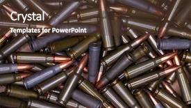  Presentation with cases - PPT theme enhanced with arsenal - large number of cartridge cases background and a tawny brown colored foreground