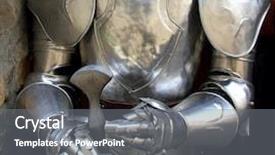  Presentation with warrior - Colorful slides enhanced with arsenal - medieval warrior soldier metal protective backdrop and a gray colored foreground