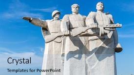  Presentation with memorial - Cool new PPT theme with arsenal - part of panfilov heroes memorial backdrop and a light blue colored foreground