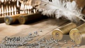  Presentation with shells - Audience pleasing slides consisting of arsenal - shotgun shells and shot backdrop and a coral colored foreground