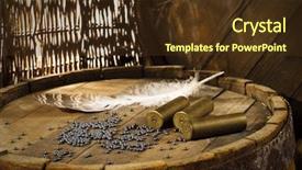  Presentation with shells - Presentation theme having arsenal - shotgun shells and shot background and a tawny brown colored foreground