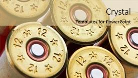  Presentation with shells - Presentation theme enhanced with arsenal - shotgun shells on white background background and a yellow colored foreground
