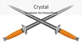 Presentation with two paths - PPT theme consisting of arsenal - two crossed swords background and a white colored foreground