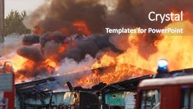  Presentation with fire - Beautiful slide deck featuring fire in city backdrop and a tawny brown colored foreground