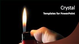  Presentation with black hand - Slide deck consisting of gas flare - lighter in hand isolated background and a black colored foreground