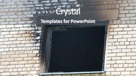  Presentation with fire safety firefighters battling - Presentation theme having property damage - window after fire background and a gray colored foreground