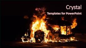  Presentation with car accident - PPT theme having wreck accident fire burnt wheel background and a wine colored foreground