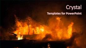  Presentation with disaster - Colorful presentation design enhanced with arson or nature disaster - burning backdrop and a wine colored foreground