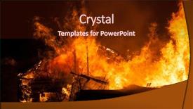  Presentation with disaster - PPT theme having emergency burns - arson or nature disaster background and a wine colored foreground
