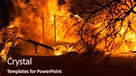  Presentation with disaster - Audience pleasing slide set consisting of arson or nature disaster - burning backdrop and a wine colored foreground