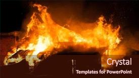  Presentation with disaster - Slide set having arson or nature disaster - burning background and a wine colored foreground