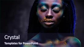 Presentation with african woman - Amazing PPT theme having art - african woman with coloufrul powder backdrop and a wine colored foreground