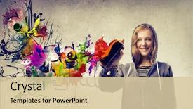  Presentation with graffiti - Cool new presentation theme with art - beautiful blonde girl making backdrop and a lemonade colored foreground